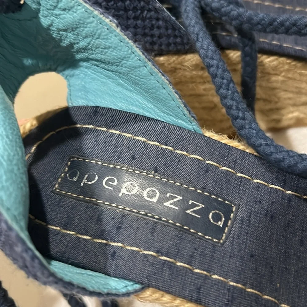 Apepazza Embellished Wedge Espadrilles Sandals round toe ankle ties size 9 (40)